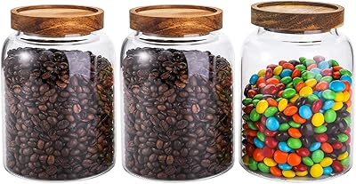 Jigiro pot de conservation en verre hermétique avec couvercle hermétique en bois d'acacia