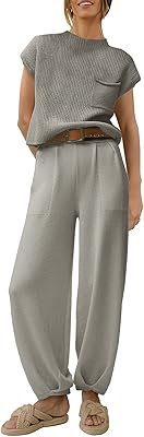 Ensemble deux pièces pour femme pull tricoté pull taille haute pantalon ensemble