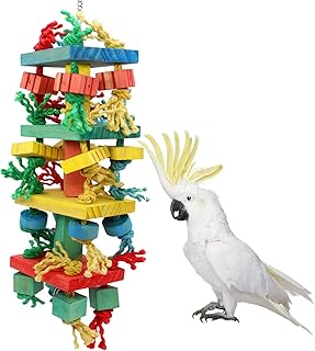 Jouets à mâcher pour perroquets, grands et petits - jouets à mordre en cage pour perroquets en bois avec cloche pour conure, calopsitte, gris d'afrique et autres perroquets d'amazonie. Diaytar : Le discount nouvelle génération au Sénégal