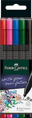 Ensemble de cinq pièces faber-castell finepen grip, assortis, 5er etui