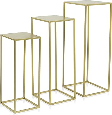 Ensemble de 3 supports pour plantes en métal doré table d'exposition