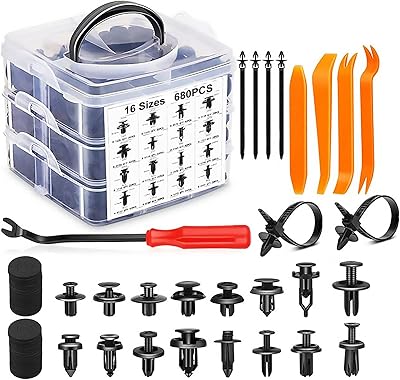 Ensemble de 726 clips de fixation pour voiture et attaches en nylon, 16