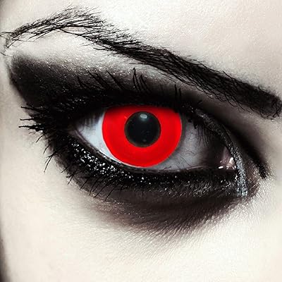 Lentilles de contact colorées souples jetables annuelles halloween cosplay avec étui - rouge