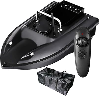 Bateau-appât de pêche télécommandé, bateau-appât télécommandé automatique de 500 m, noir, emballage supplémentaire