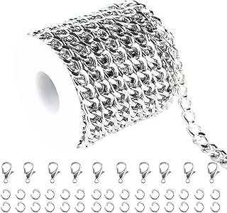 Youpee 16,4 pieds chaîne de bijoux en aluminium plaqué argent chaîne cubaine collier