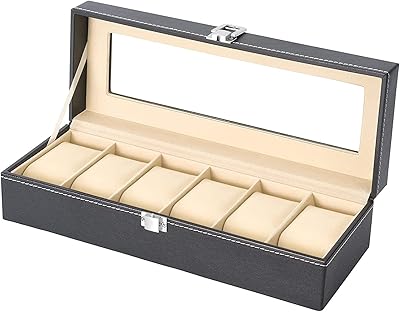 Boîte de rangement de montre à 6 emplacements pour hommes, cadeau de saint-valentin