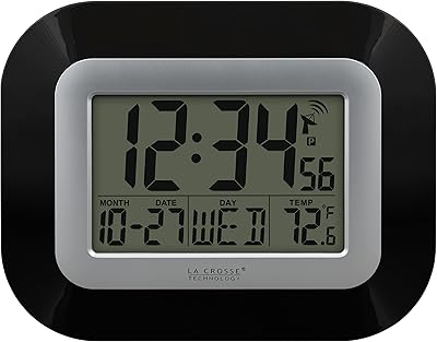 Lacrase technology 8005u horloge murale numérique atomique avec affichage de la température ambiante