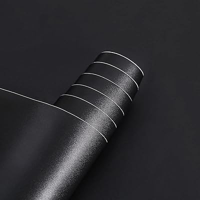 Arthom papier peint noir mat, 43,5x305 cm (17,7x120 pouces) papier peint en vinyle noir imperméable et résistant à l'huile pour meubles couvrant la doublure d'étagère de comptoir de cuisine. Diaytar : Des prix qui défient toute concurrence