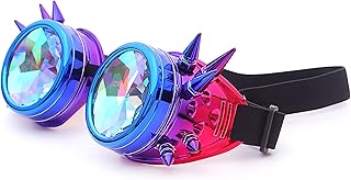 Lunettes kaléidoscope, lunettes en raphia arc-en-ciel, lunettes steampunk pour fête, cosplay, accessoires