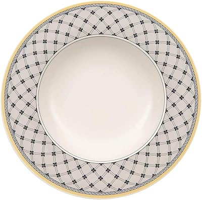 Assiette creuse villeroy & bock prominaoff udon, 24 cm, porcelaine fine, blanc/gris/jaune