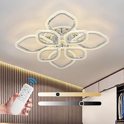 Qosui plafonnier led moderne à intensité variable en forme de fleur à 8 feuilles avec télécommande pour salon, chambre à coucher, salle à manger. Le meilleur du e-commerce discount réuni sur Diaytar