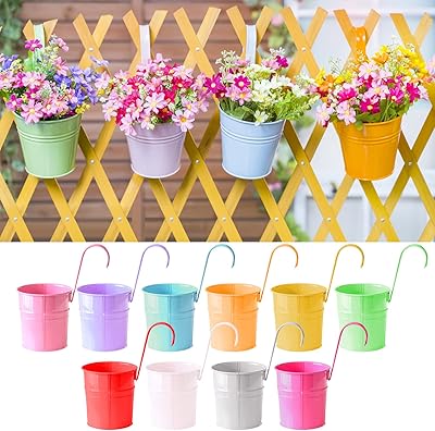 Urbazaar 10 pièces pots de fleurs suspendus en métal pour garde-corps