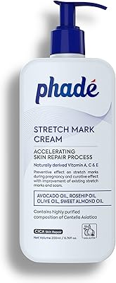 Crème contre les vergetures phade avec cica pour grossesse, cicatrices, teint inégal, vieillissement
