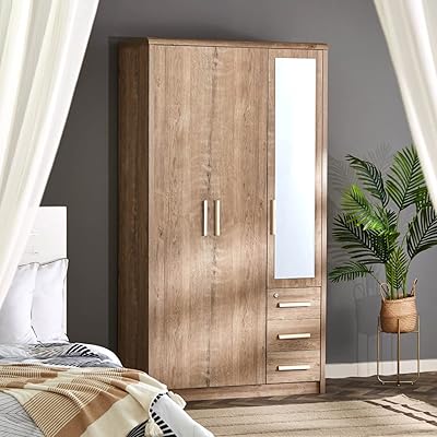 Armoire courbée à trois portes home box avec miroir taille 45
