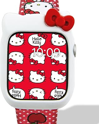 Coque en silicone sonics pour apple watch xsanrio hello kitty (blanc)