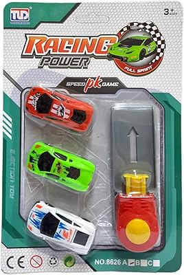 Party time - ensemble de 4 mini voitures de course avec lanceur