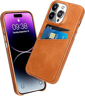 Lakequeen étui en cuir pour iphone 14 pro avec porte-cartes cuir véritable fin