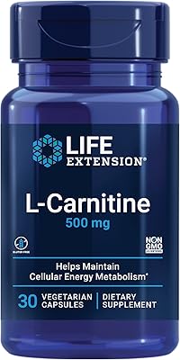 Capsules végétariennes de l-carnitine life extension 500 mg, 30 gélules