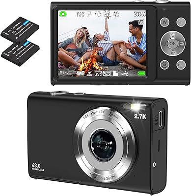 Appareil photo numérique, caméra de vlogging autofocus hd 2,7k 48mp avec grand écran