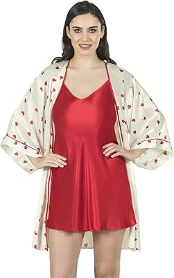 Ensemble de robe en satin à imprimé cœur pour femme avec robe