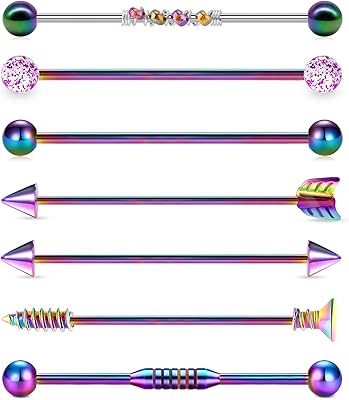 6-7 pièces 14g gode en acier chirurgical 38mm boucles d'oreilles piercing cartilage