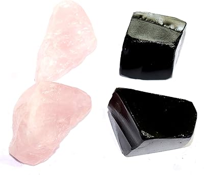 Pierres précieuses de rr sheikh gems quartz rose naturel et obsidienne