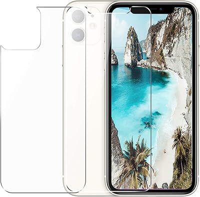 Protection d'écran avant et arrière pour iphone 11 [2 pièces], verre trempé arrière