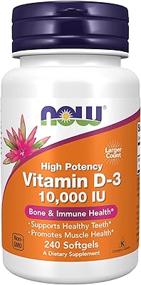 Now suppléments, vitamine d-3 10 000 ui, vitamine d, soutien articulaire, 240 gélules