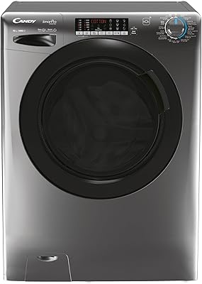 Lave-linge candy 10 kg - 1400 tr/min - gris - porte gris foncé