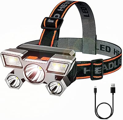 Lampe frontale rechargeable aliuae avec batterie 18650 intégrée 2022