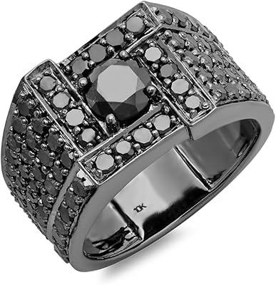 Bague en diamant noir 10 carats pour homme de 450 (ctw) de la collection