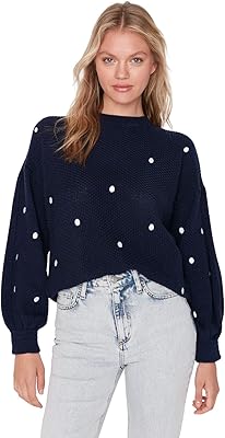 Pull à col rond ajusté de couleur unie trendyol pour femme