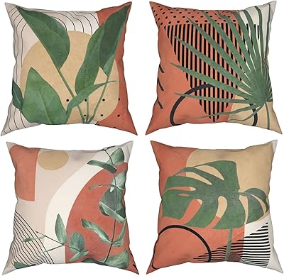 Ensemble de 4 housses de coussin décoratives bohème, taille 18 x 18 pouces