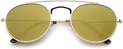 Lunettes de soleil aviateur rondes classiques à double pont en métal pour femmes