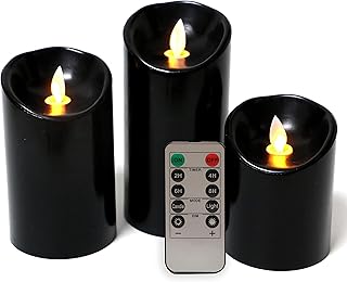 Bougies sans flamme noires kitch aroma - bougies piliers led à piles