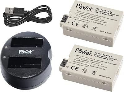 Power lp-e8 2 pièces 1320 mah batterie de remplacement avec chargeur