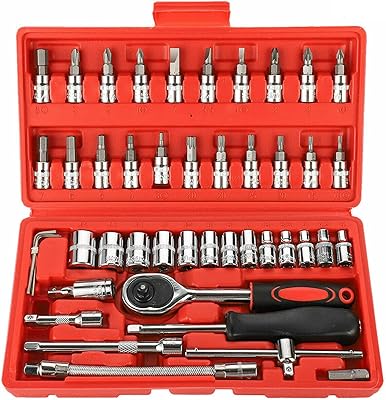 Jeu d'outils de clé à cliquet et tournevis métrique 1/4" avec boîte
