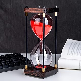 Grand sablier, sablier de 30 minutes, minuterie en verre en bois antique, décoration