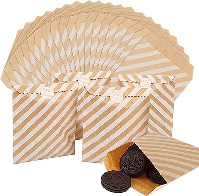 50pcs sacs à biscuits en papier, sacs à bonbons en papier pour emballage