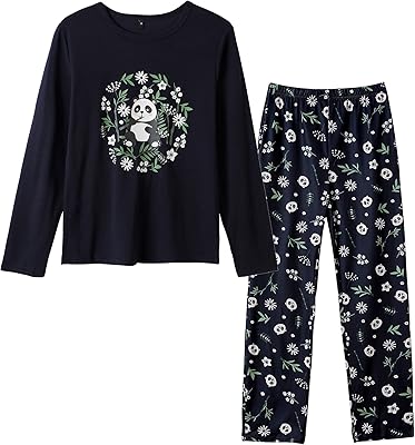 Ensemble pyjama d'hiver à manches longues à motif de chat mignon pour grandes