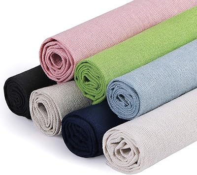 Tissu en lin pour broderie, 7 couleurs tissu en lin pour vêtements, travaux