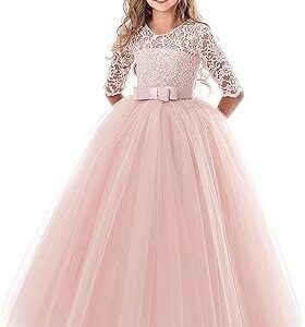 Robe de princesse en dentelle pour fille, longueur au sol, pour fête de mariage, robe de demoiselle d'honneur en tulle moelleux multicouche, plusieurs couleurs. Diaytar Sénégal : La marketplace qui pense à votre porte-monnaie