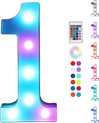 Lumières led colorées foki avec télécommande, signe numérique lumineux pour veilleuse, fête d'anniversaire