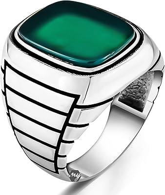 Bague turque en argent sterling 925 avec un design personnalisé en pierre d'agate