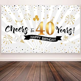 Fournitures de décorations de fête de 40e anniversaire, affiche en tissu extra large
