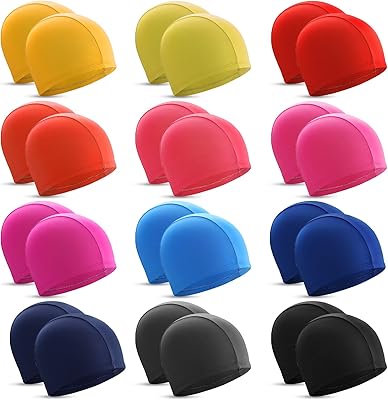 24 pièces bonnets de bain élastiques en tissu confortable bonnet de bain léger