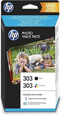 Pack économique hp photo z4b62ee 303, noir et tricolore, pack multiple
