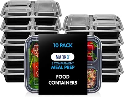 Récipients de préparation de repas de 32 oz avec couvercles en plastique, 3