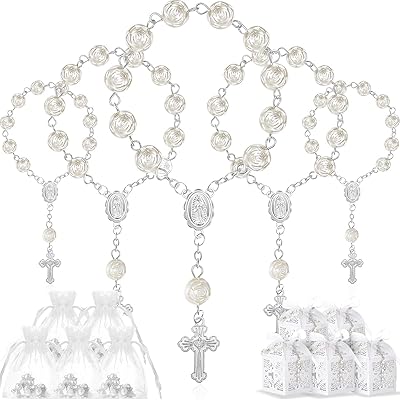Coffret cadeau de baptême de 100 pièces comprenant un chapelet de perles acryliques