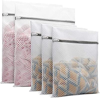 Delfino 5 pièces sacs à linge durables en maille nid d'abeille pour produits